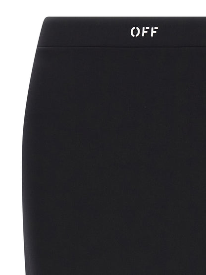 Skirt by Off-White for women in stretch polyamide black, white & print showcases a dramatic silhouette, artfully capturing the essence of the Women's Stretch Polyamide Midi Skirt in a dramatic midi cut for a refined look.