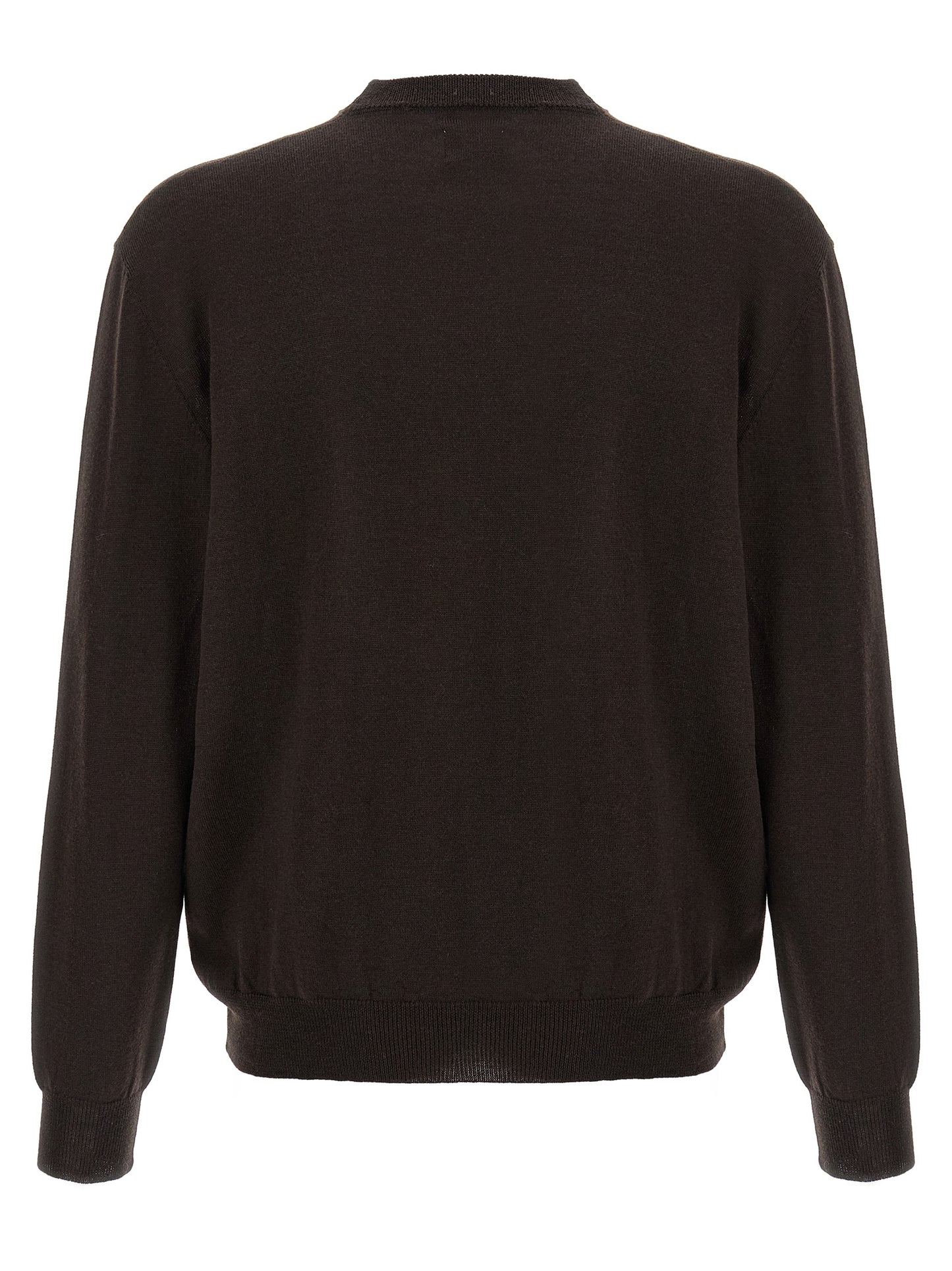 Cardigan by Magliano for men in wool brown & jacquard presents a textural silhouette, artfully finished with a textural crew neckline and for a sophisticated, textural look.