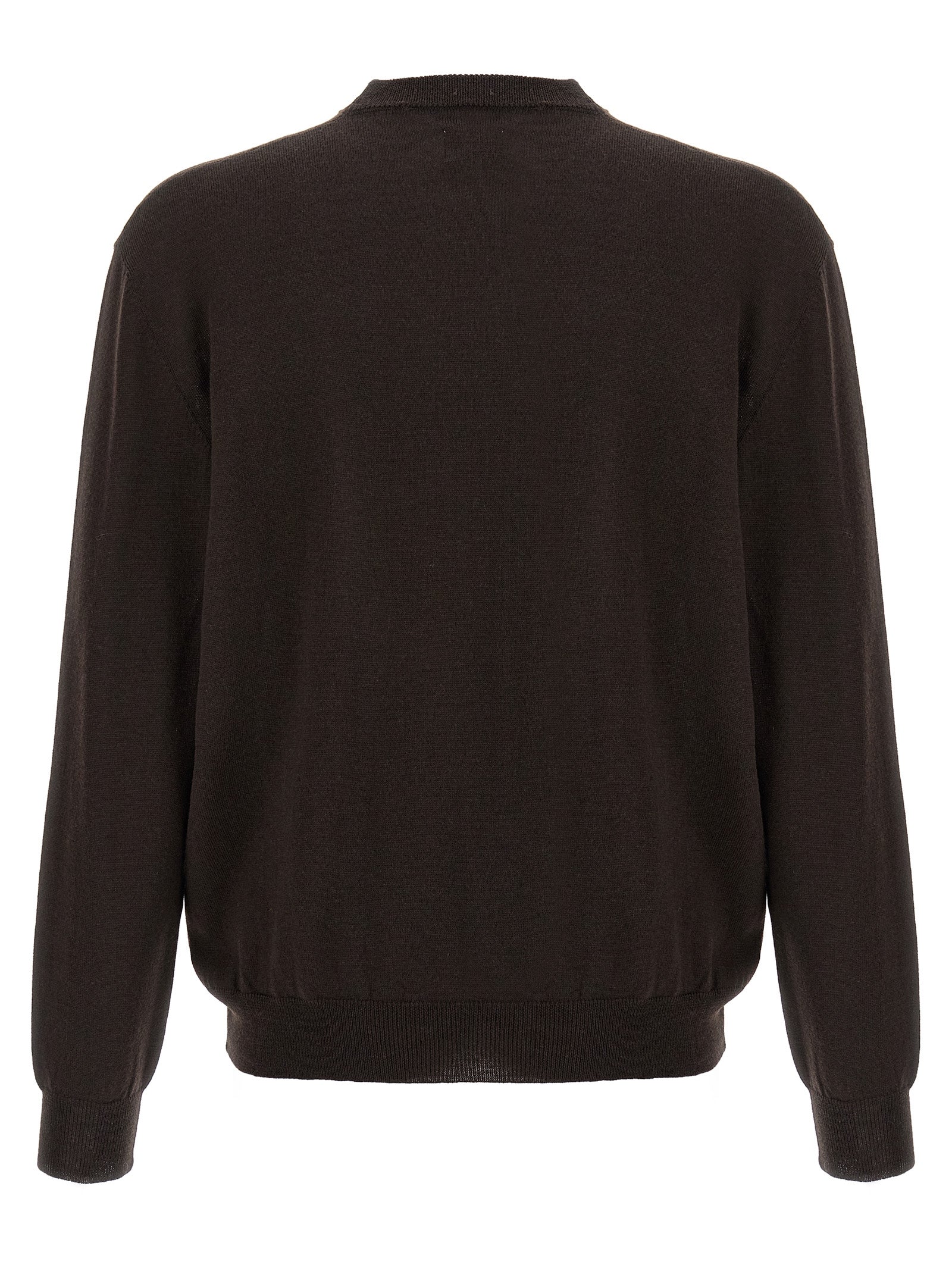 Cardigan by Magliano for men in wool brown & jacquard presents a textural silhouette, artfully finished with a textural crew neckline and for a sophisticated, textural look.