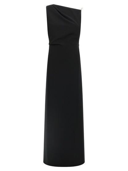 Dress by Max Mara for women in polyester black features an magnificent silhouette, artfully detailed with a magnificent asymmetric neckline and that flows into an magnificent long.