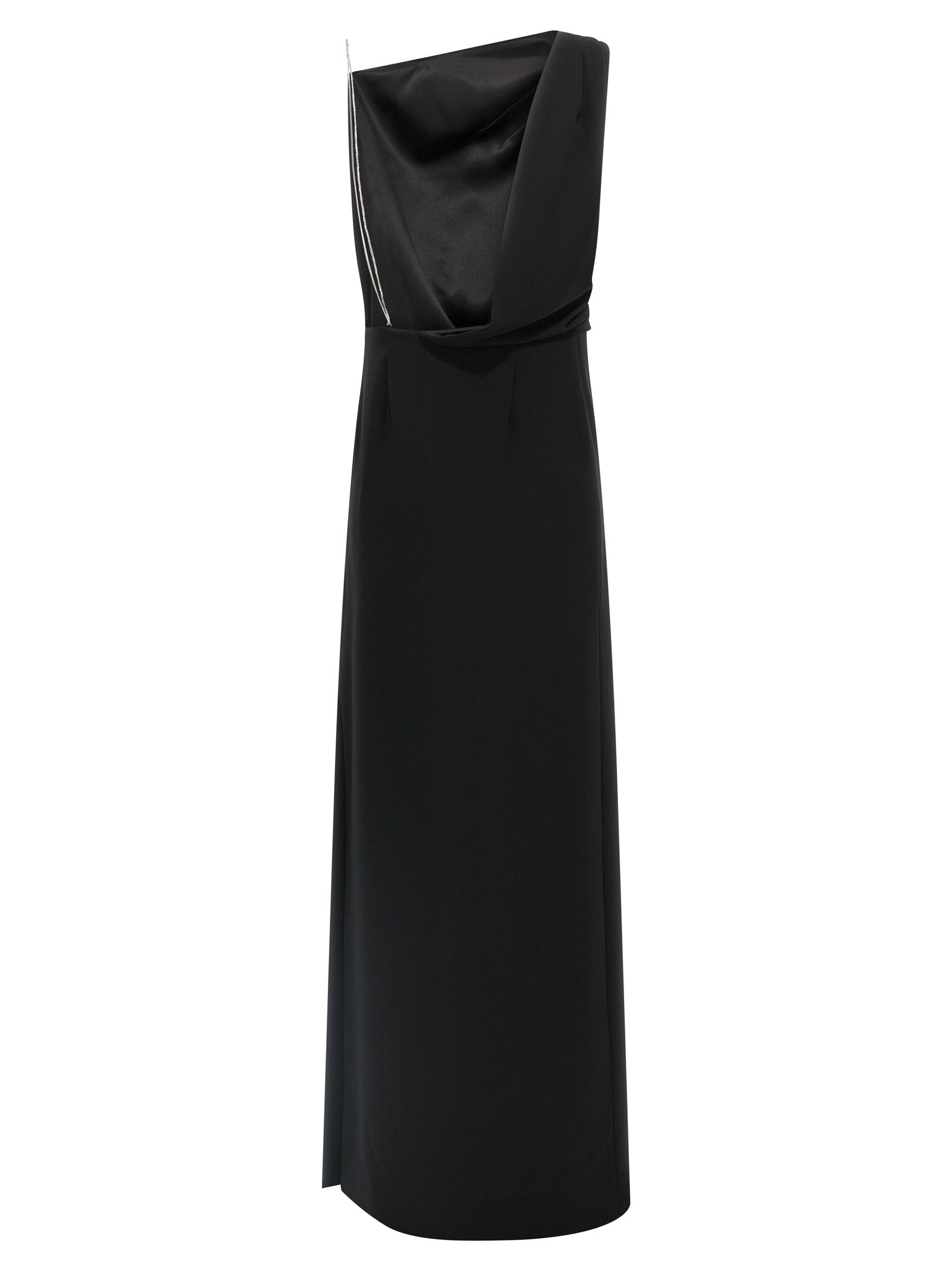 Dress by Max Mara for women in polyester black features an cute silhouette, detailed with a and asymmetric neckline that elegantly flows into a cute long.