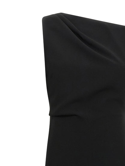 Dress by Max Mara for women in polyester black presents a sinuous silhouette, showcasing a sophisticated asymmetric neckline and detailed with a sinuous long for a refined finish.