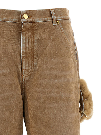 Jeans by Darkpark for women in denim cotton & faux fur beige features an sartorial straight-leg and long with a cut for a sartorial finish.