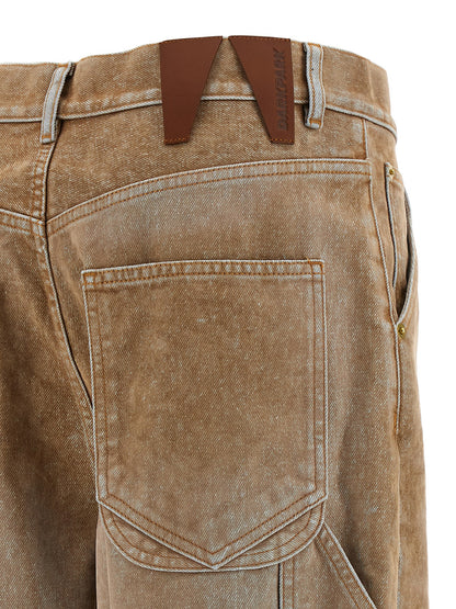 Jeans by Darkpark for women in denim cotton & faux fur beige features a polished silhouette with a polished straight-leg, reaching a polished long and finished with a polished .