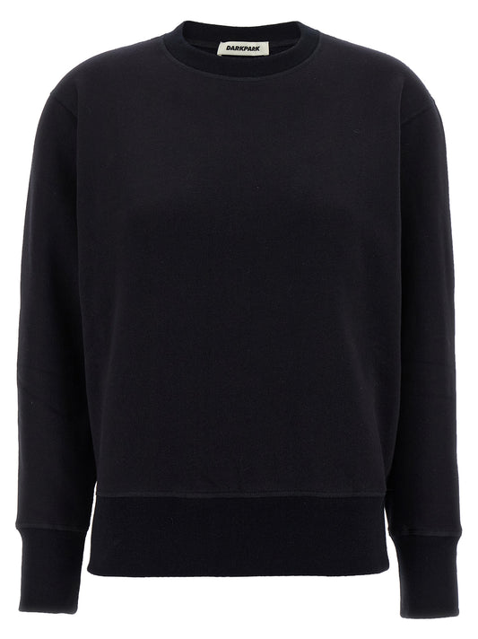 Activewear Sweatshirt by Darkpark for women in cashmere cotton blend blue showcases a versatile silhouette, artfully detailed with a versatile crew neckline and long-sleeve for a versatile finish with .