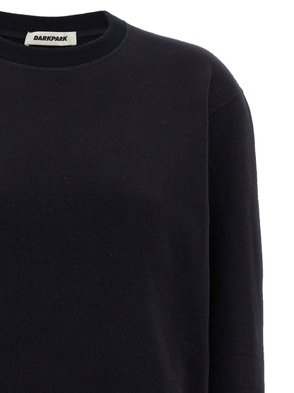 Activewear Sweatshirt by Darkpark for women in cashmere cotton blend blue presents a sporty silhouette, showcasing a sophisticated crew neckline and detailed with premium for a sporty finish.