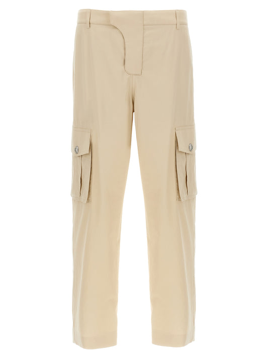 Cargo Pants by Balmain for men in cotton beige & signature features an smart casual straight-leg and long, expertly tailored with a and smart casual utilitarian details for a sophisticated look.