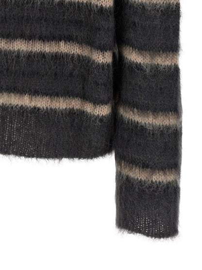Cardigan by Marni for men in polyester & mohair gray, multicolor, patterned & striped features a nuanced silhouette with a refined and nuanced detailing for a sophisticated look.