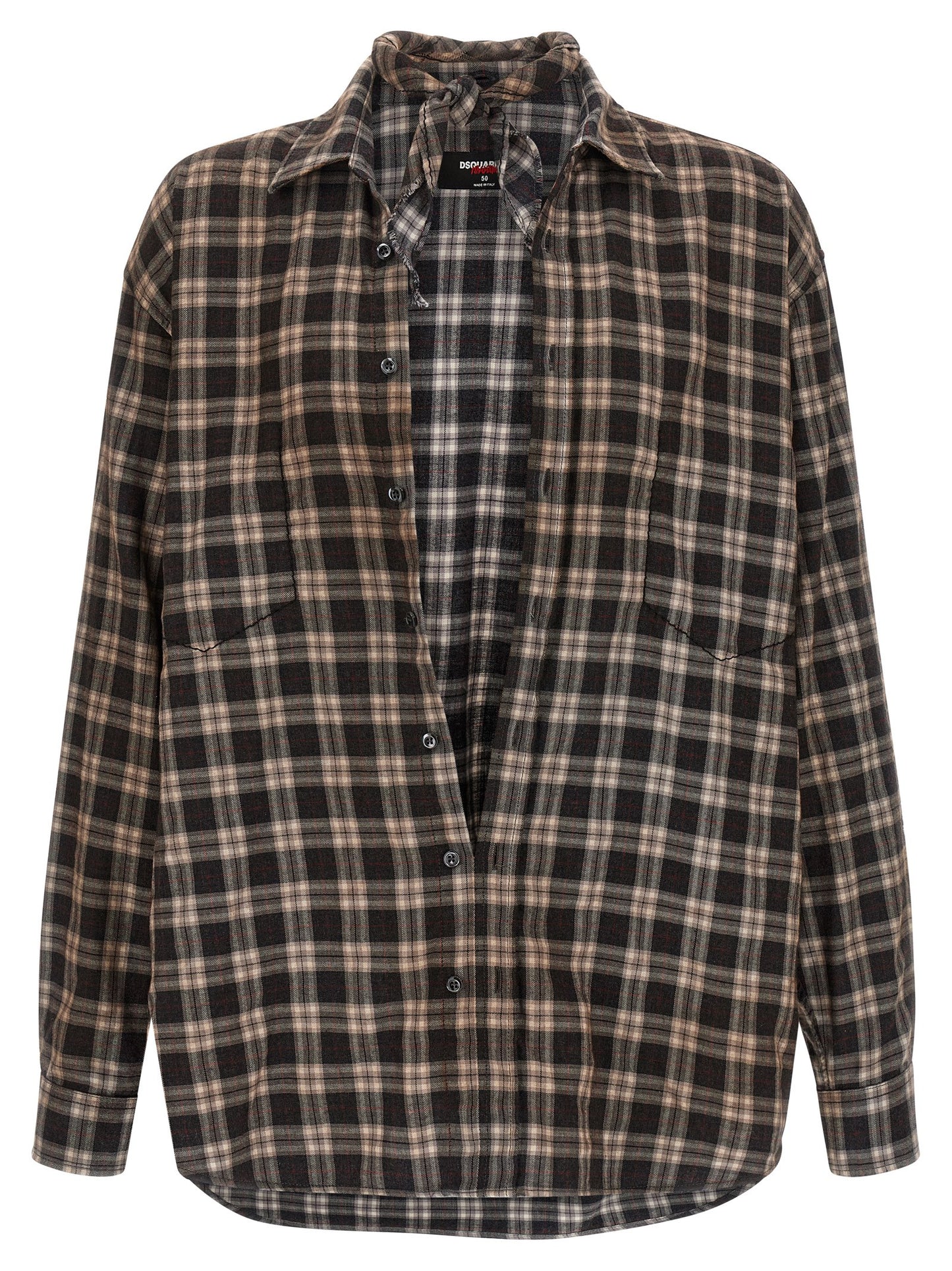 Shirt by Dsquared² for men in cotton multicolor & patterned features an polished silhouette, showcasing a sophisticated and long-sleeve detail for a truly polished finish.