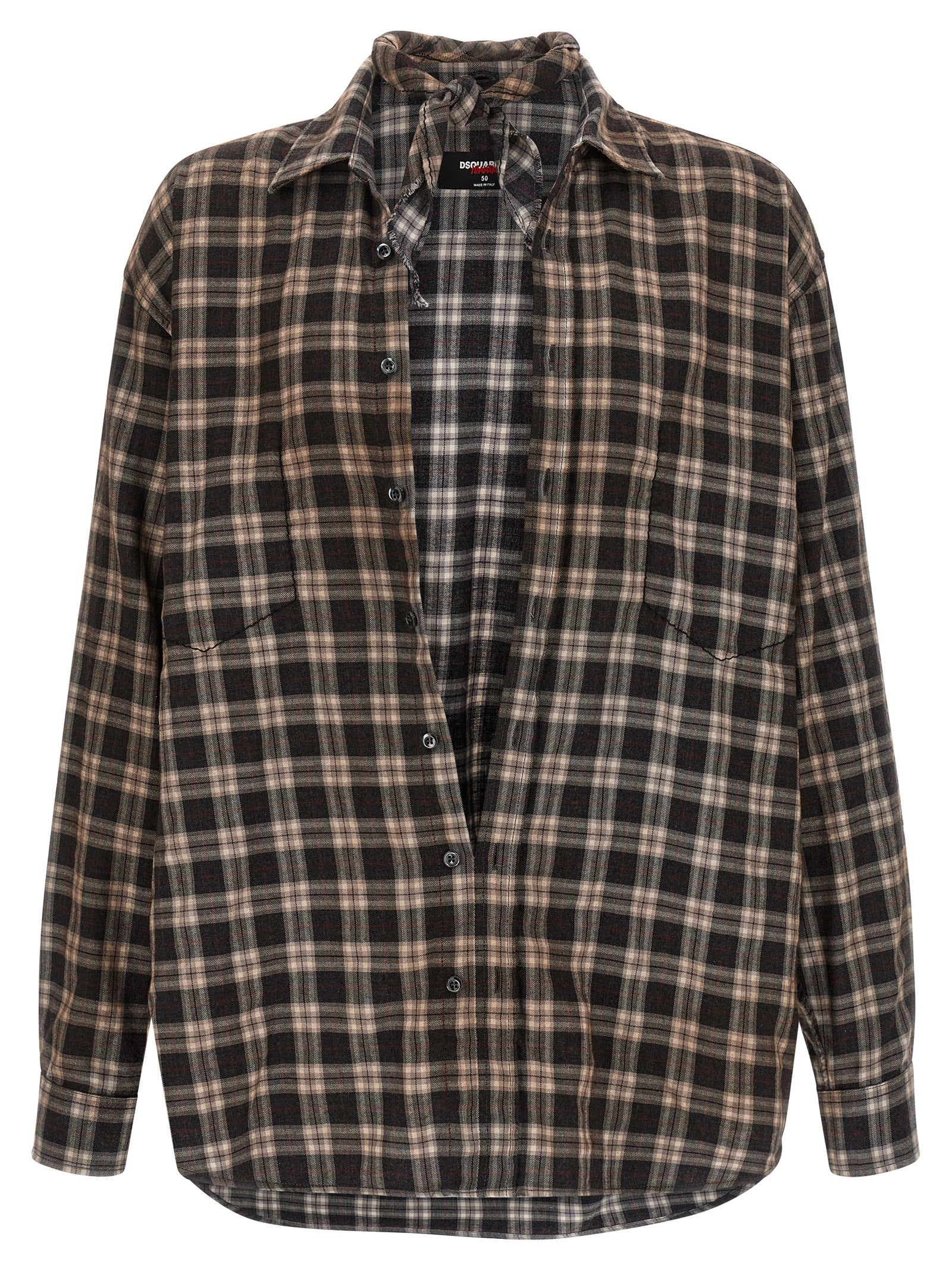 Shirt by Dsquared² for men in cotton multicolor & patterned features an polished silhouette, showcasing a sophisticated and long-sleeve detail for a truly polished finish.