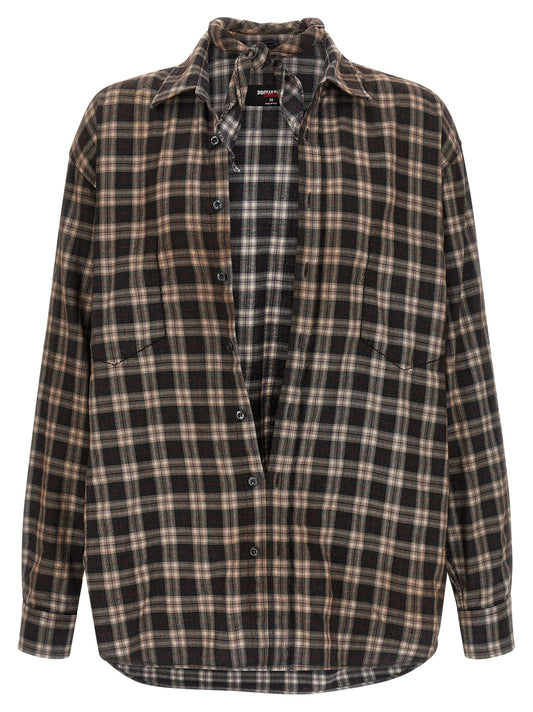 Shirt by Dsquared² for men in cotton multicolor & patterned features an polished silhouette, showcasing a sophisticated and long-sleeve detail for a truly polished finish.