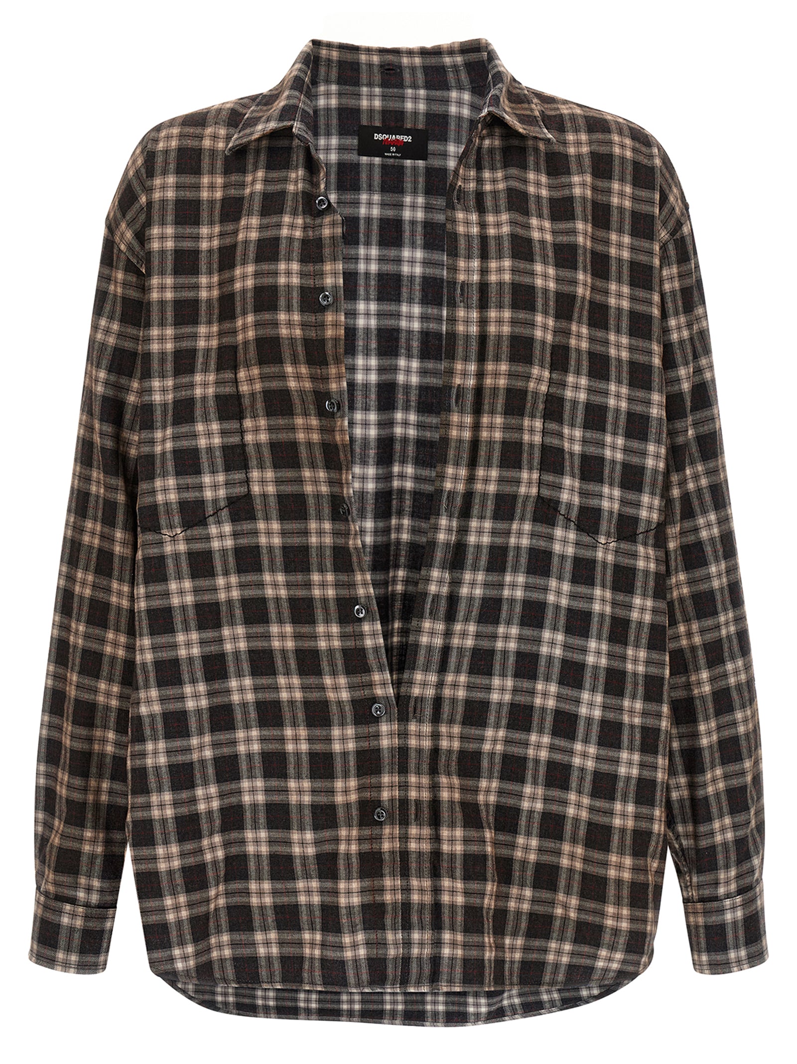 Shirt by Dsquared² for men in cotton multicolor & patterned features an architectural silhouette with a refined and elegant for a architectural look.