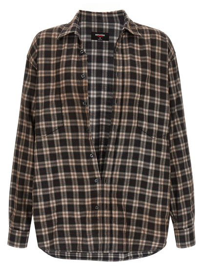 Shirt by Dsquared² for men in cotton multicolor & patterned features an architectural silhouette with a refined and elegant for a architectural look.