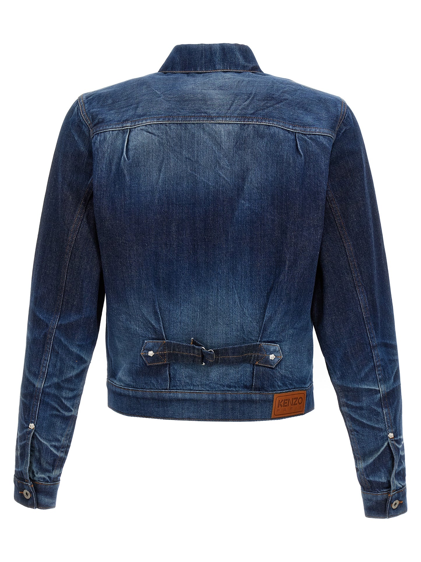 Trucker Jacket by Kenzo for men in cotton denim blue features a city-ready silhouette, detailed with pockets and a city-ready shirt-collar neckline.