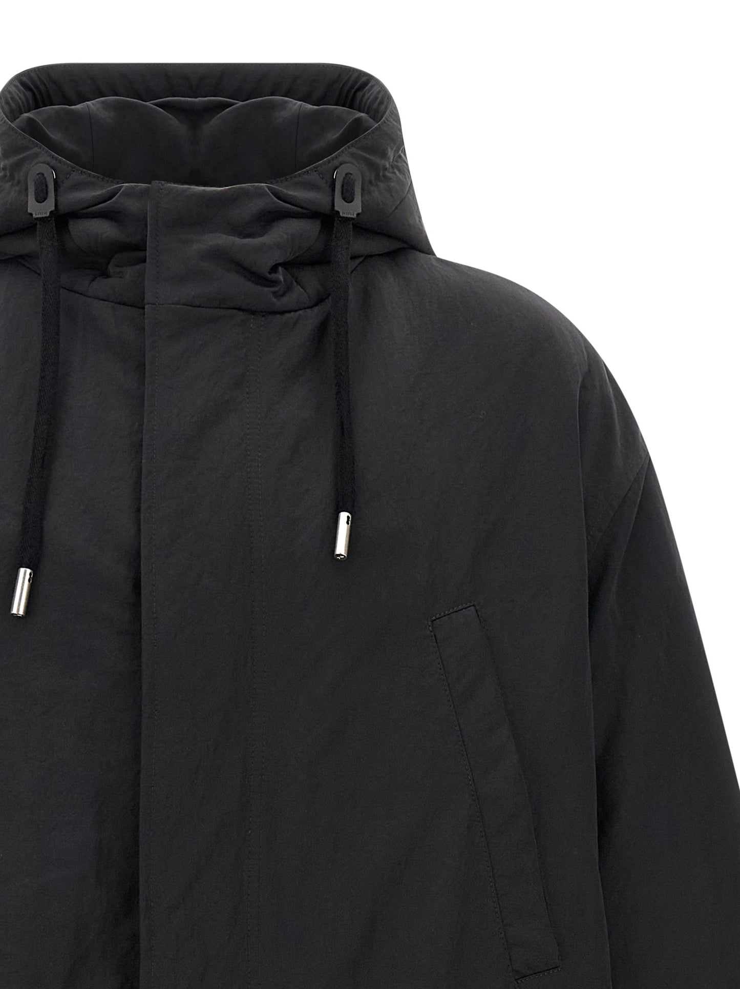 Hooded Parka by Ami Paris for men in polyamide gray features a stylish silhouette, meticulously detailed with a sophisticated hooded split neckline and functional hooded & insulated for a stylish finish.