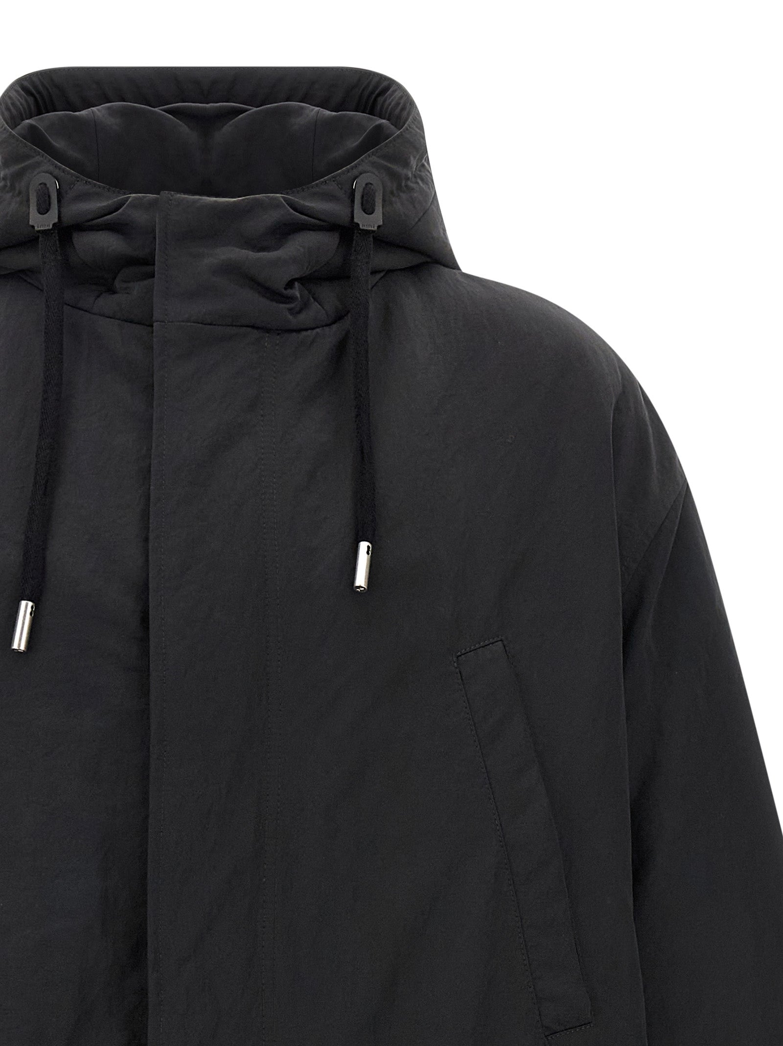 Hooded Parka by Ami Paris for men in polyamide gray features a stylish silhouette, meticulously detailed with a sophisticated hooded split neckline and functional hooded & insulated for a stylish finish.