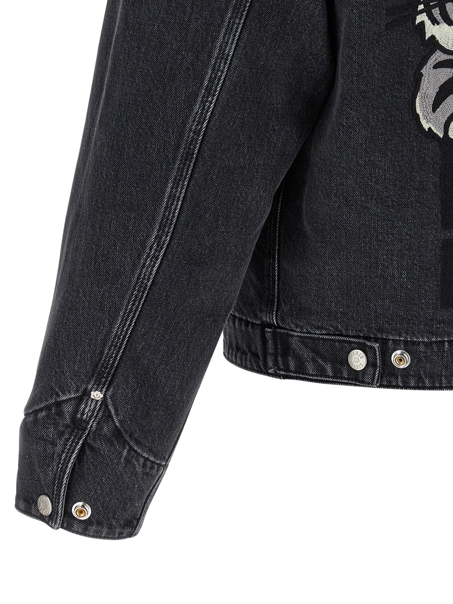 Trucker Jacket by Kenzo for men in stretch denim cotton black presents a effortlessly chic silhouette, showcasing a sophisticated and premium pockets for a truly effortlessly chic finish.