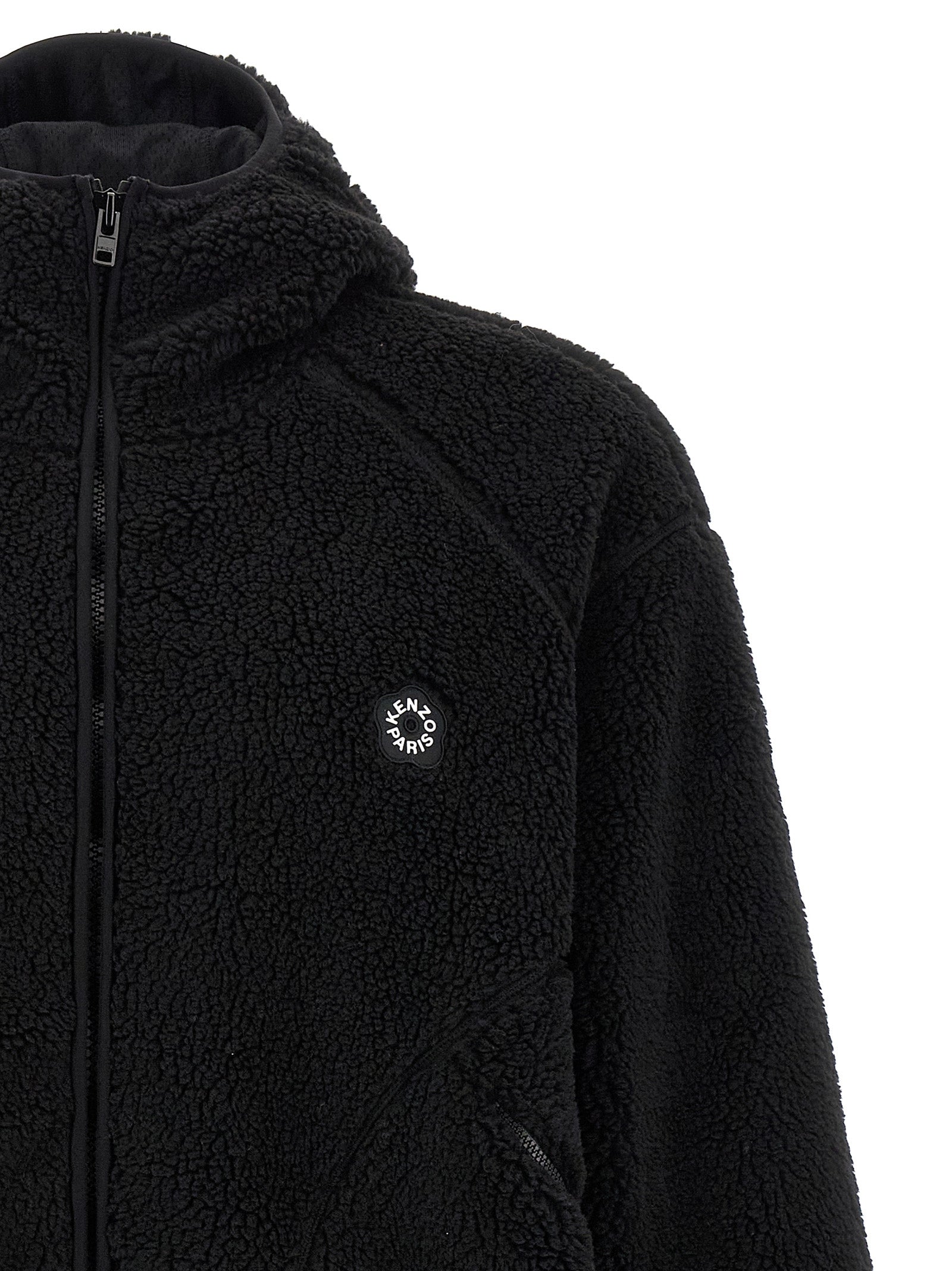 Sweatshirt Hoodie by Kenzo for men in polyester acrylic black features a slouchy chic silhouette, detailed with a slouchy chic and a signature hooded neckline for an elevated aesthetic.