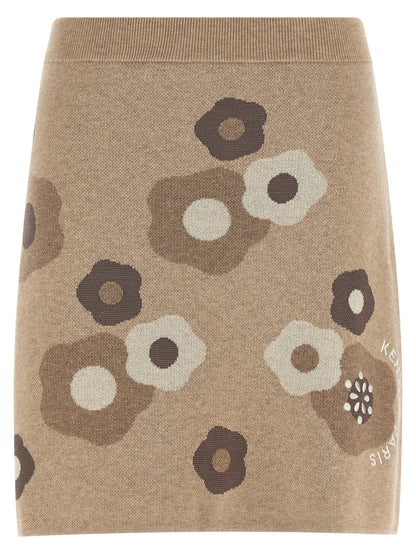 Skirt by Kenzo for women in wool cotton & viscose beige, dots & signature features a contoured silhouette from the Women's Wool Cotton & Viscose Long Skirt collection, characterized by its contoured long for a contoured finish.