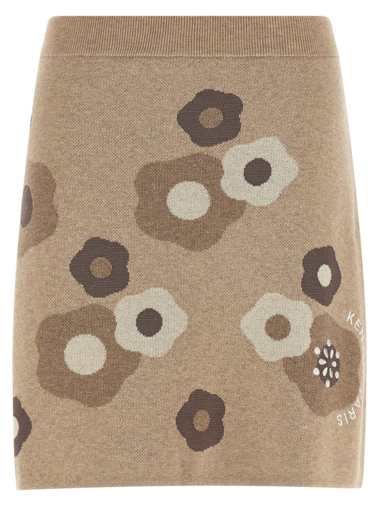 Skirt by Kenzo for women in wool cotton & viscose beige, dots & signature features a contoured silhouette from the Women's Wool Cotton & Viscose Long Skirt collection, characterized by its contoured long for a contoured finish.