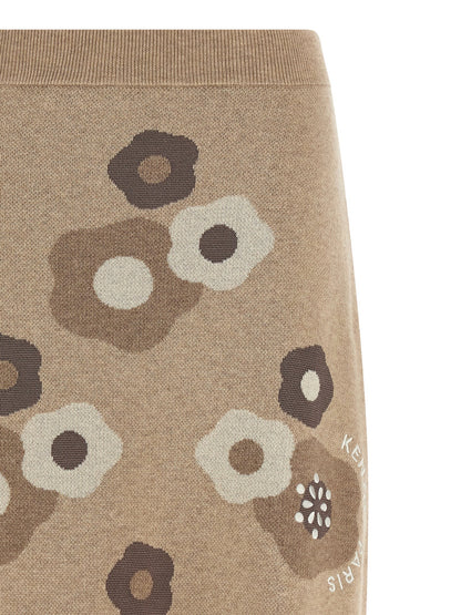Skirt by Kenzo for women in wool cotton & viscose beige, dots & signature features a contoured silhouette from the Women's Wool Cotton & Viscose Long Skirt collection, characterized by its contoured long for a contoured finish.