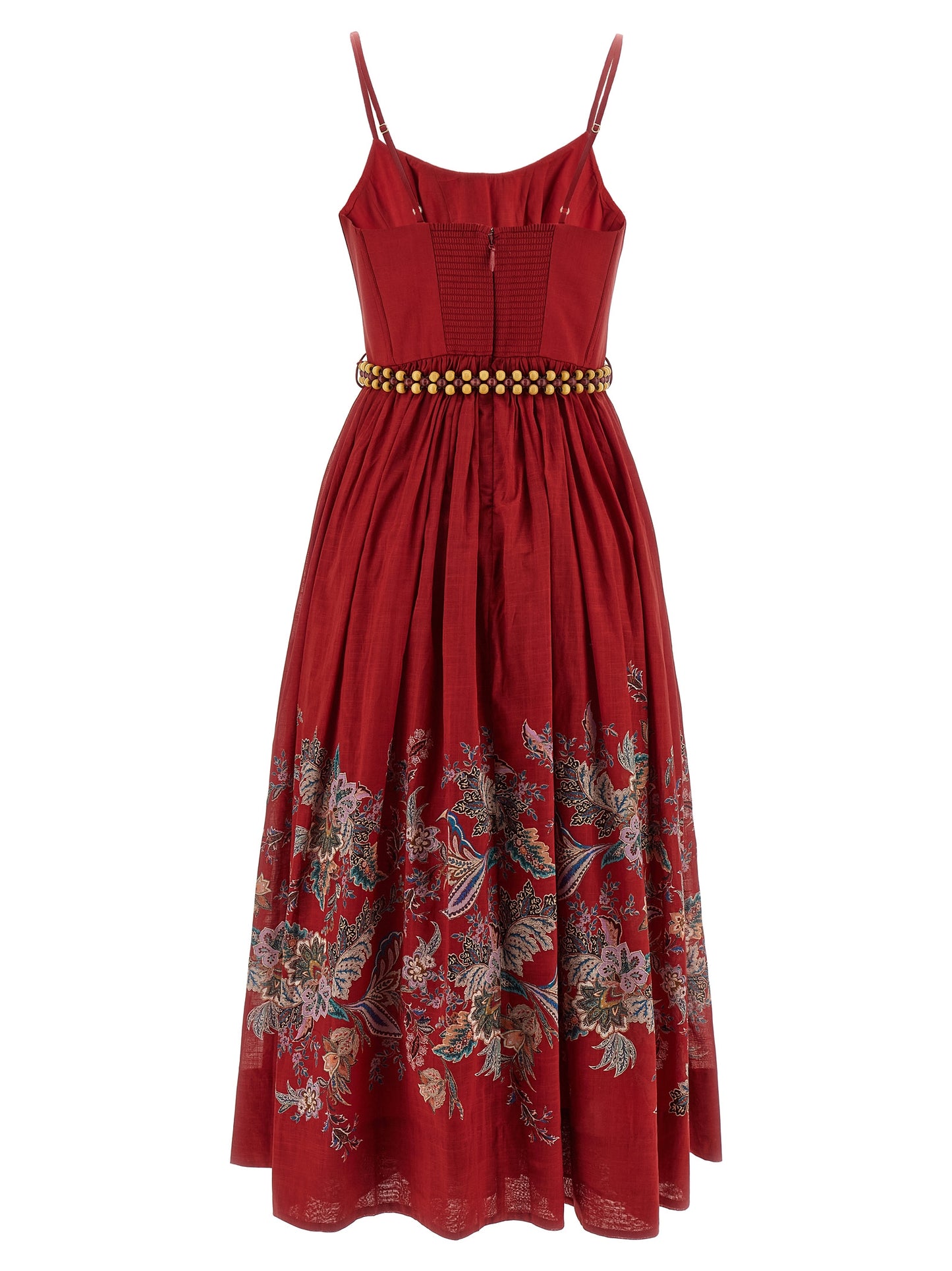 Dress by Zimmermann for women in cotton multicolor, red, patterned & paisley features an magnificent silhouette, artfully detailed with a magnificent and that flows into an magnificent midi.