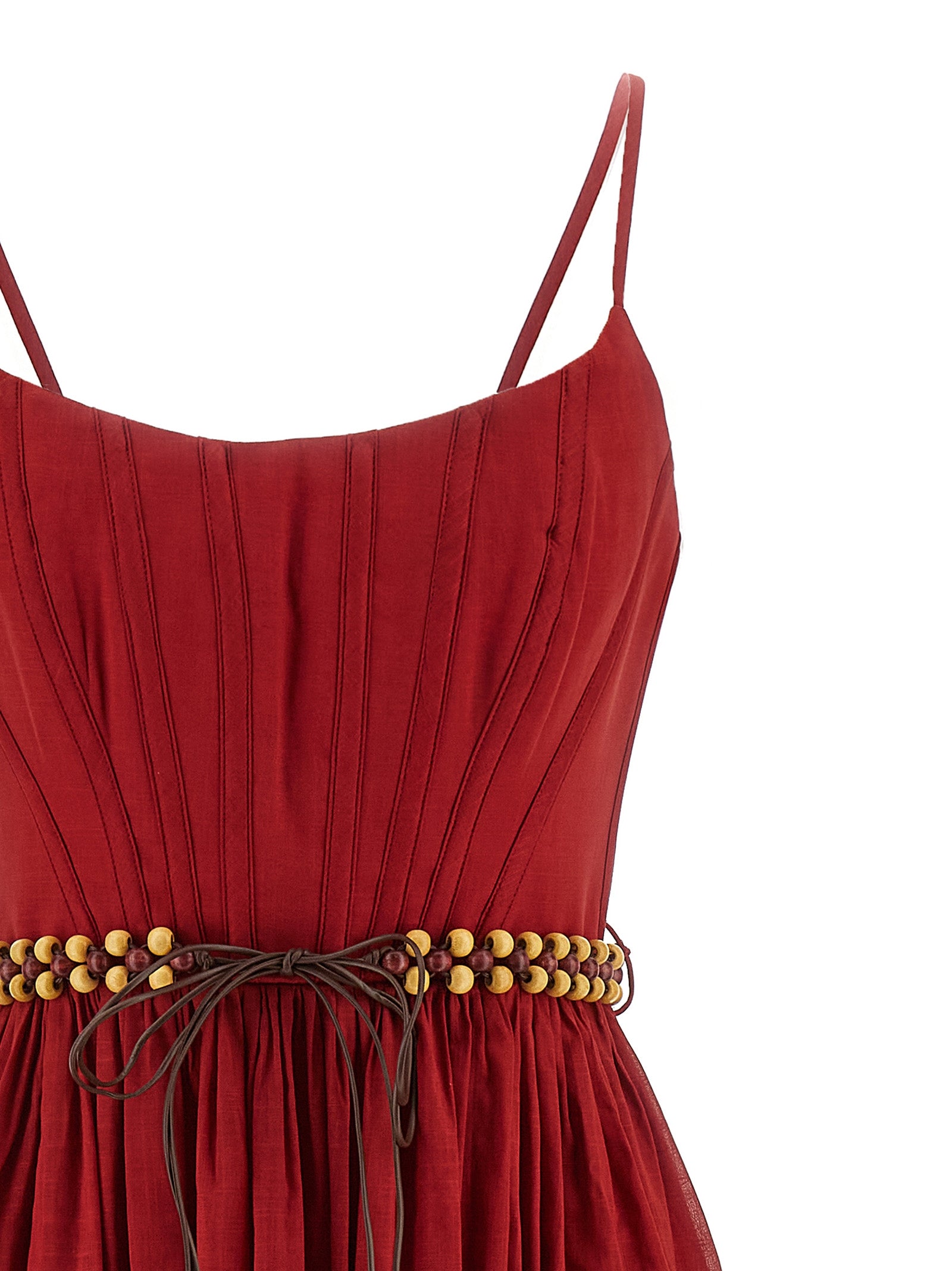 Dress by Zimmermann for women in cotton multicolor, red, patterned & paisley features an sultry silhouette defined by a and , falling to an sultry midi for a sultry look.