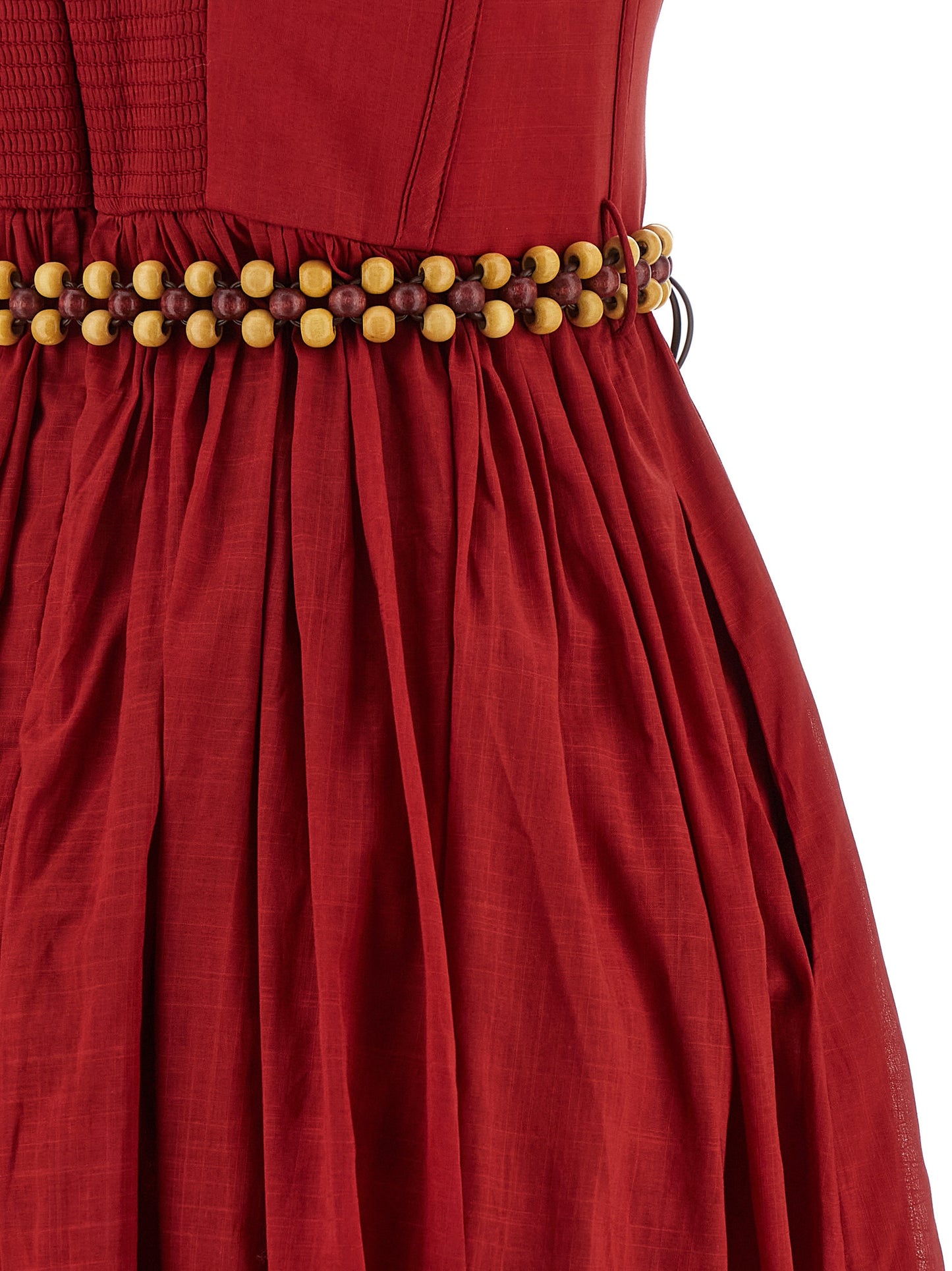 Dress by Zimmermann for women in cotton multicolor, red, patterned & paisley showcases a striking silhouette, elegantly detailed with a , refined , and a striking midi for a striking finish.