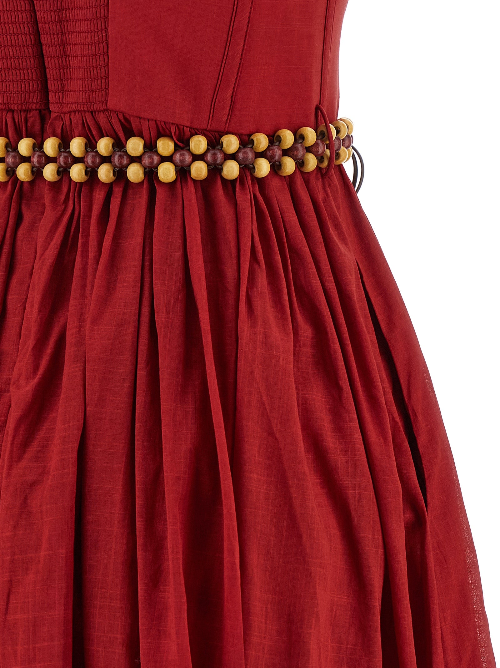 Dress by Zimmermann for women in cotton multicolor, red, patterned & paisley showcases a striking silhouette, elegantly detailed with a , refined , and a striking midi for a striking finish.