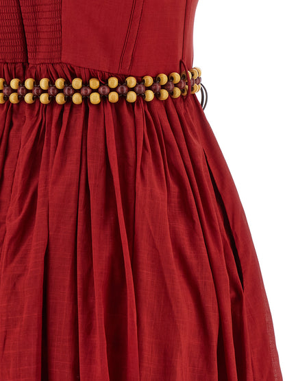 Dress by Zimmermann for women in cotton multicolor, red, patterned & paisley showcases a striking silhouette, elegantly detailed with a , refined , and a striking midi for a striking finish.