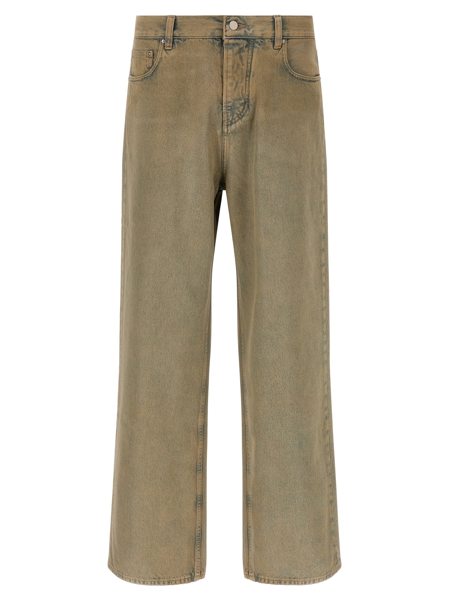 Jeans by Amiri for men in cotton denim beige presents a refined pantology silhouette, artfully defined by a refined pantology straight-leg & wide, long, and a sophisticated .