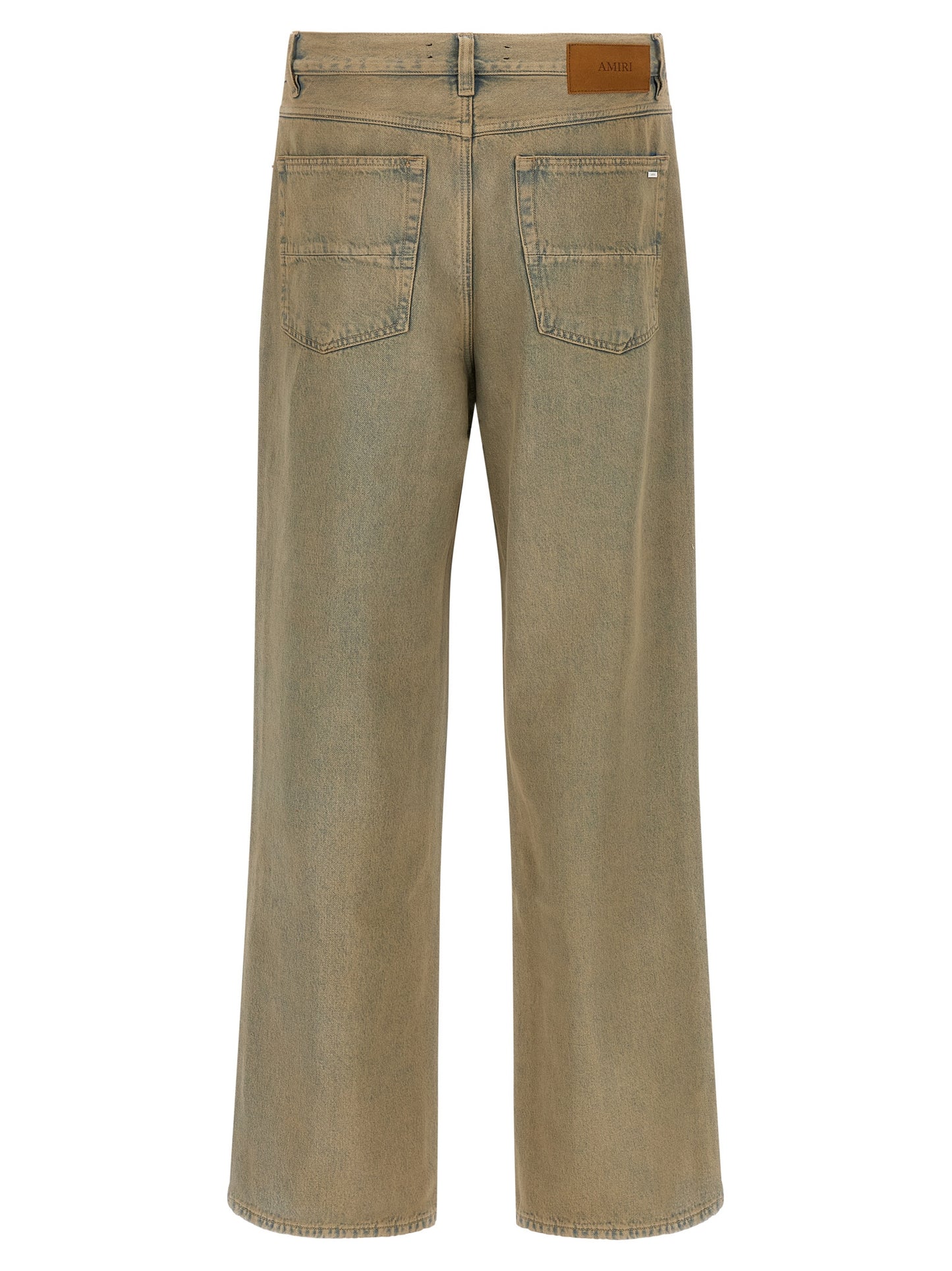 Jeans by Amiri for men in cotton denim beige presents a tailored silhouette, showcasing a tailored straight-leg & wide and long cut with a refined for a truly tailored aesthetic.