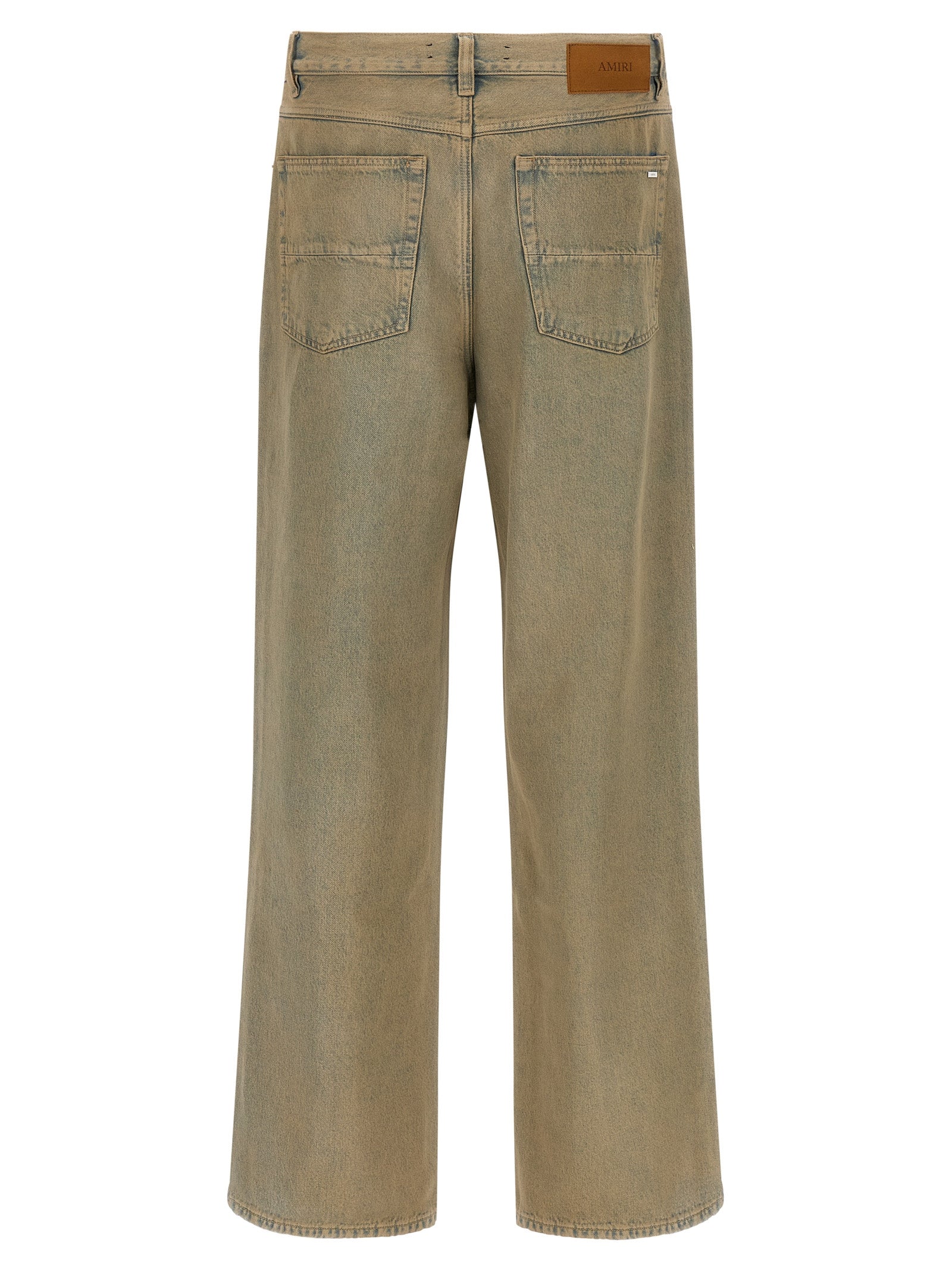 Jeans by Amiri for men in cotton denim beige presents a tailored silhouette, showcasing a tailored straight-leg & wide and long cut with a refined for a truly tailored aesthetic.
