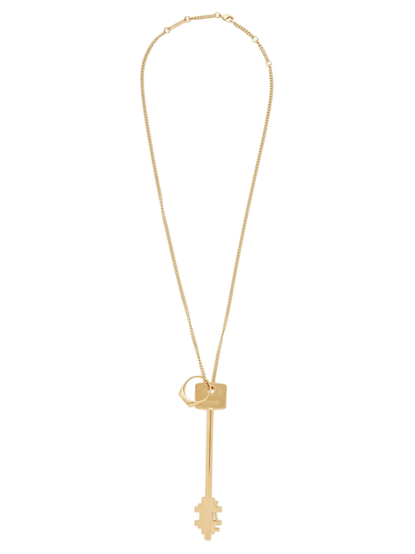 Necklace by Paco Rabanne for women in virgin wool terrycloth gold showcases a dynamic silhouette, artfully highlighting the pendant statement necklace design from the Women's Gold Brass Necklace collection for a dynamic aesthetic.