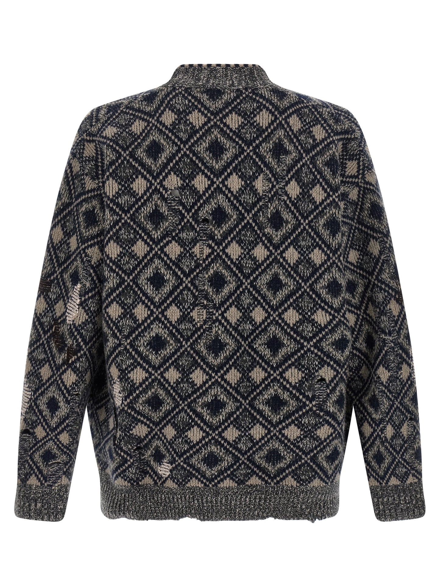 Cardigan by WALES BONNER for men in merino wool multicolor features an crisp silhouette, showcasing a sophisticated v-neck neckline and detail for a truly crisp finish.
