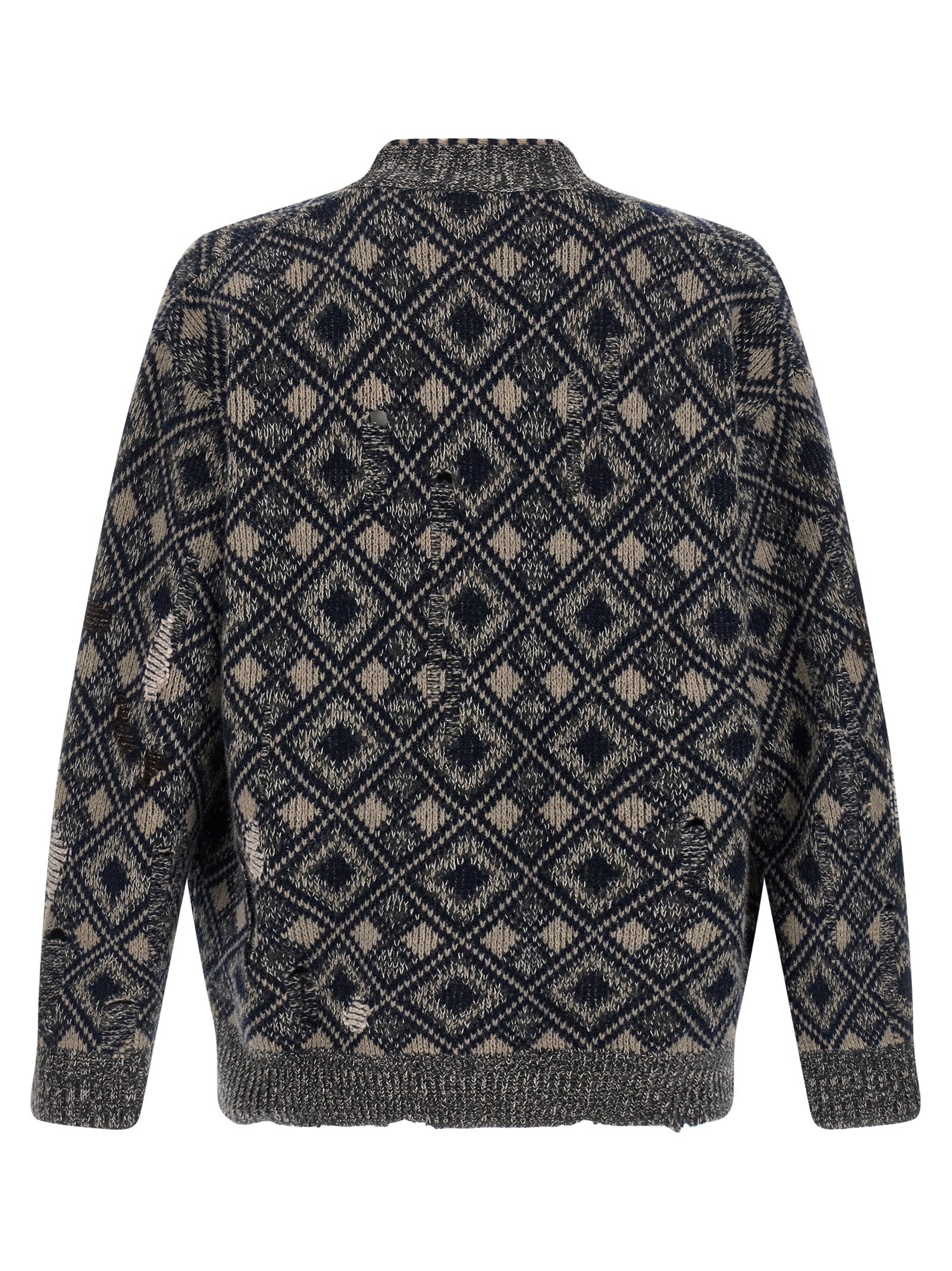 Cardigan by WALES BONNER for men in merino wool multicolor features an crisp silhouette, showcasing a sophisticated v-neck neckline and detail for a truly crisp finish.