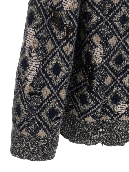 Cardigan by WALES BONNER for men in merino wool multicolor features an crisp silhouette, showcasing a sophisticated and detail for a truly crisp finish.