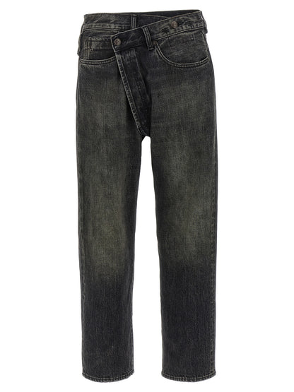Jeans by R13 for women in cotton denim black presents a tailored silhouette, showcasing a tailored and long cut with a refined for a truly tailored aesthetic.
