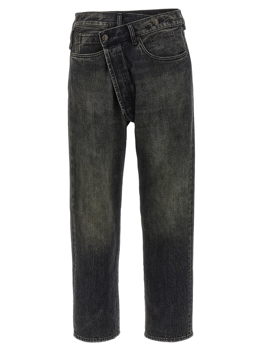 Jeans by R13 for women in cotton denim black presents a tailored silhouette, showcasing a tailored and long cut with a refined for a truly tailored aesthetic.