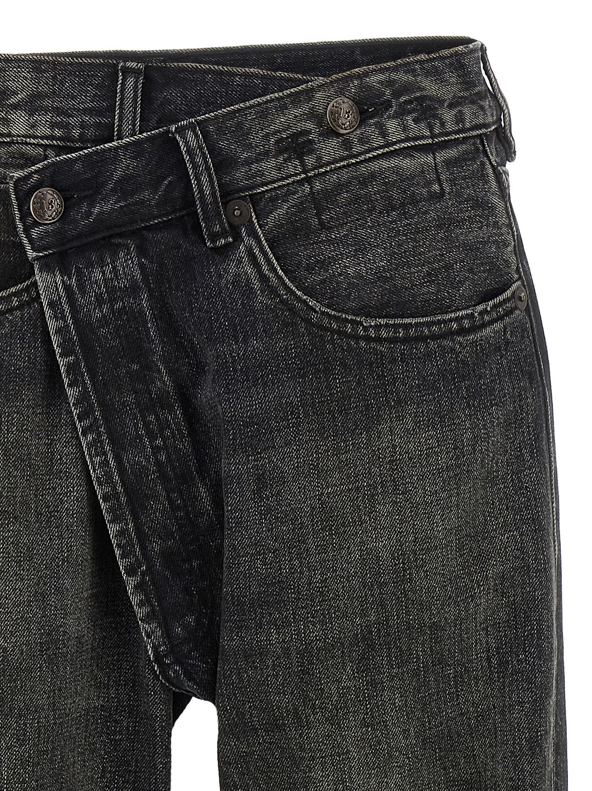Jeans by R13 for women in cotton denim black features an sartorial and long with a cut for a sartorial finish.