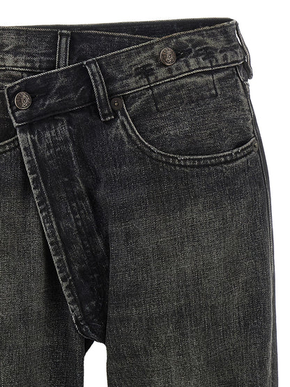 Jeans by R13 for women in cotton denim black features an sartorial and long with a cut for a sartorial finish.