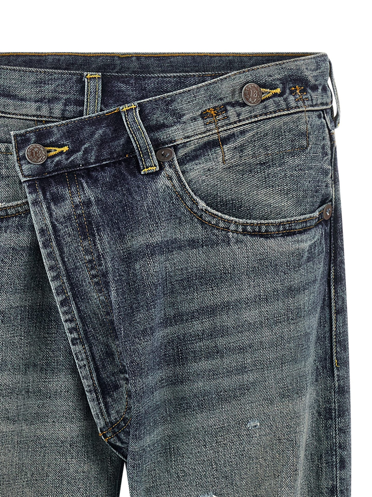 Jeans by R13 for women in cotton denim blue features an refined tailoring silhouette, showcasing a premium straight-leg with a and long cut for a refined tailoring look.