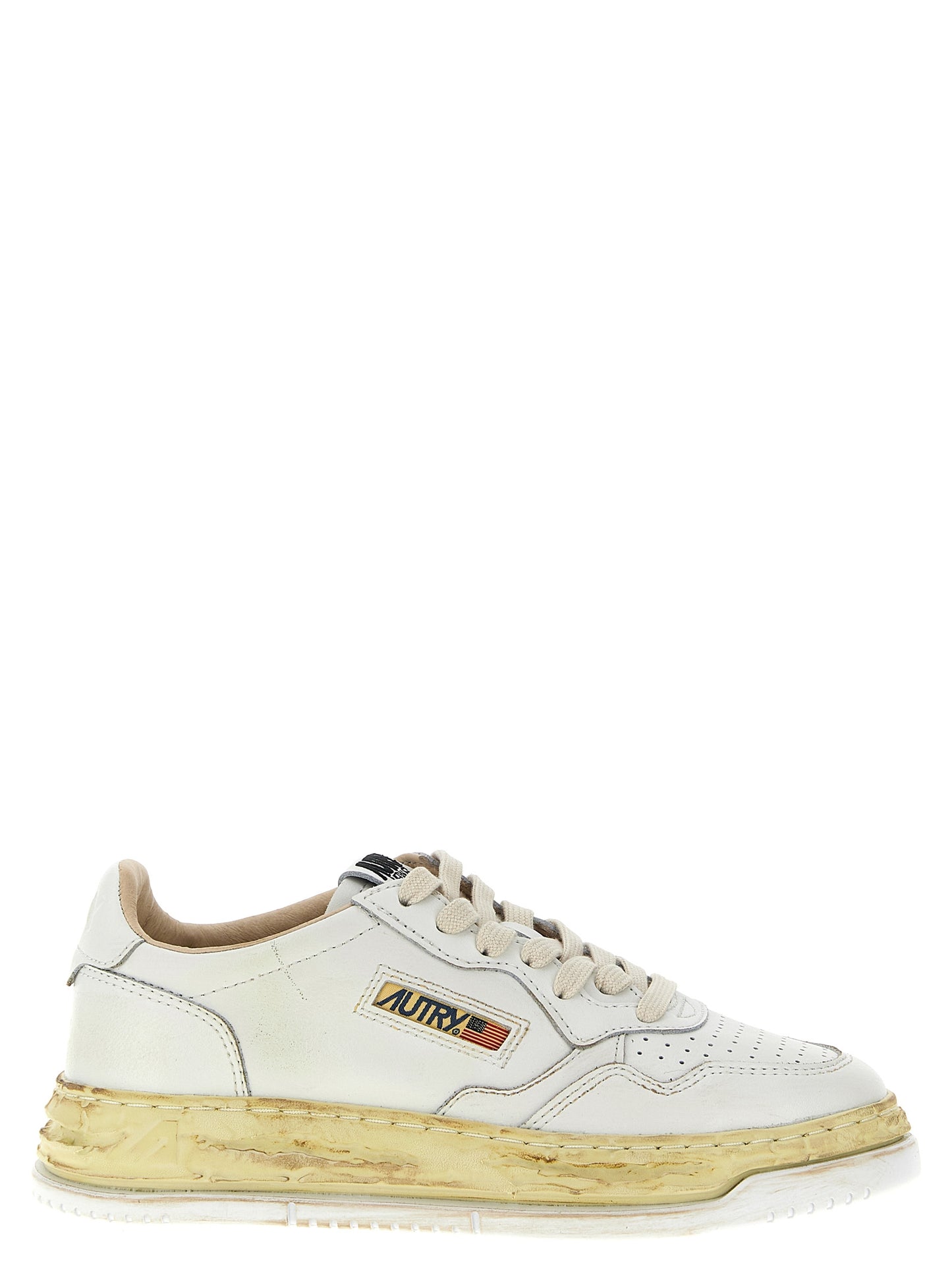 Sneakers by Autry for women in goatskin leather white features an fashionable silhouette, showcasing the premium Women's Chunky Goatskin Leather Sneakers in a fashionable chunky style that offers a fashionable finish for refined style.