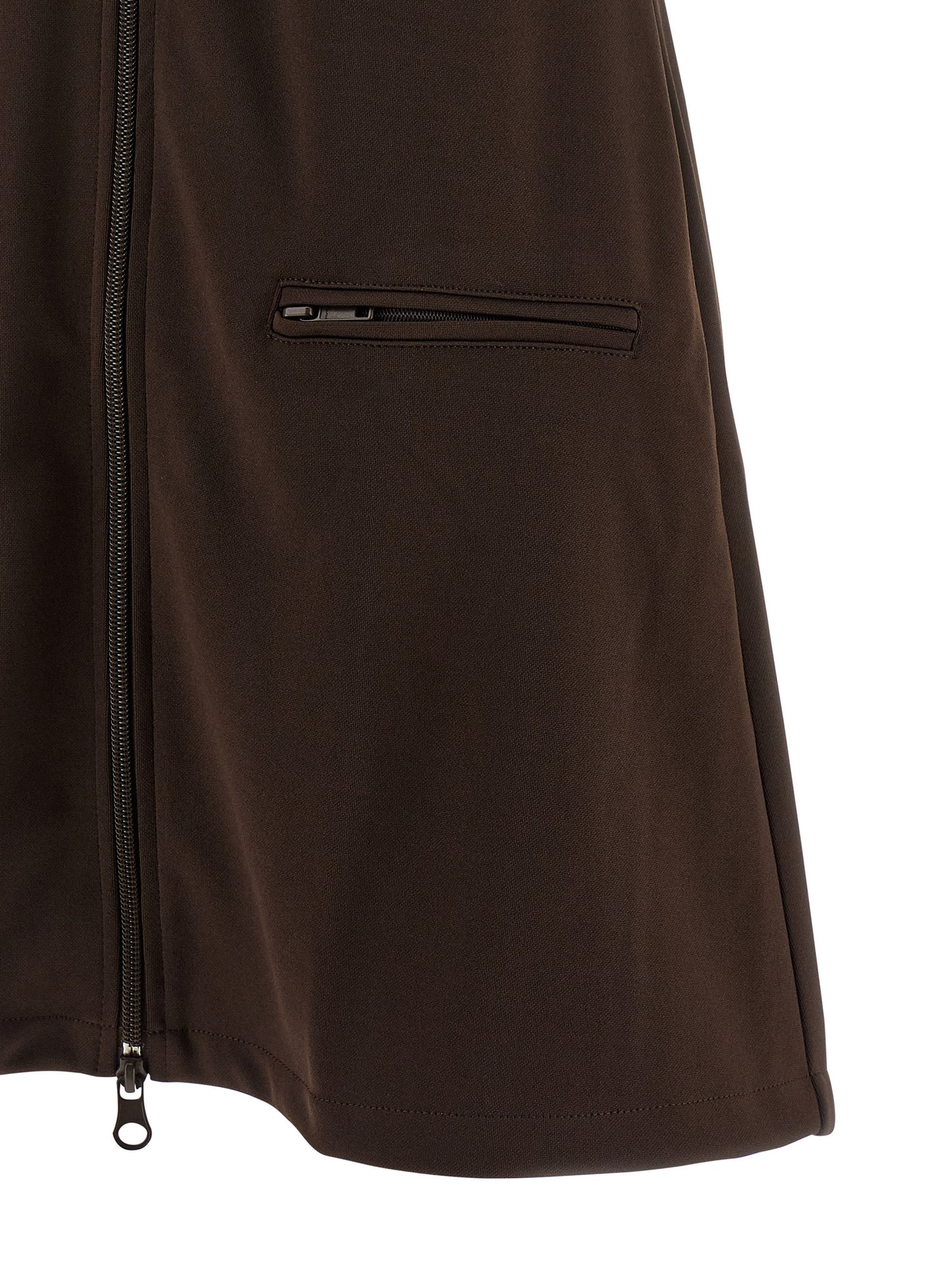Dress by Courrèges for women in polyester brown & signature showcases a striking silhouette, elegantly detailed with a , refined , and a striking short mini for a striking finish.