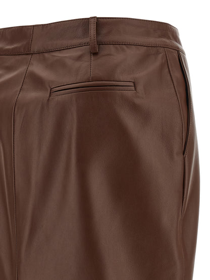 Skirt by Giuseppe Di Morabito for women in leather brown features a captivating silhouette, showcasing the captivating Women's Sheath Leather Midi Skirt design with a sophisticated midi for a captivating look.