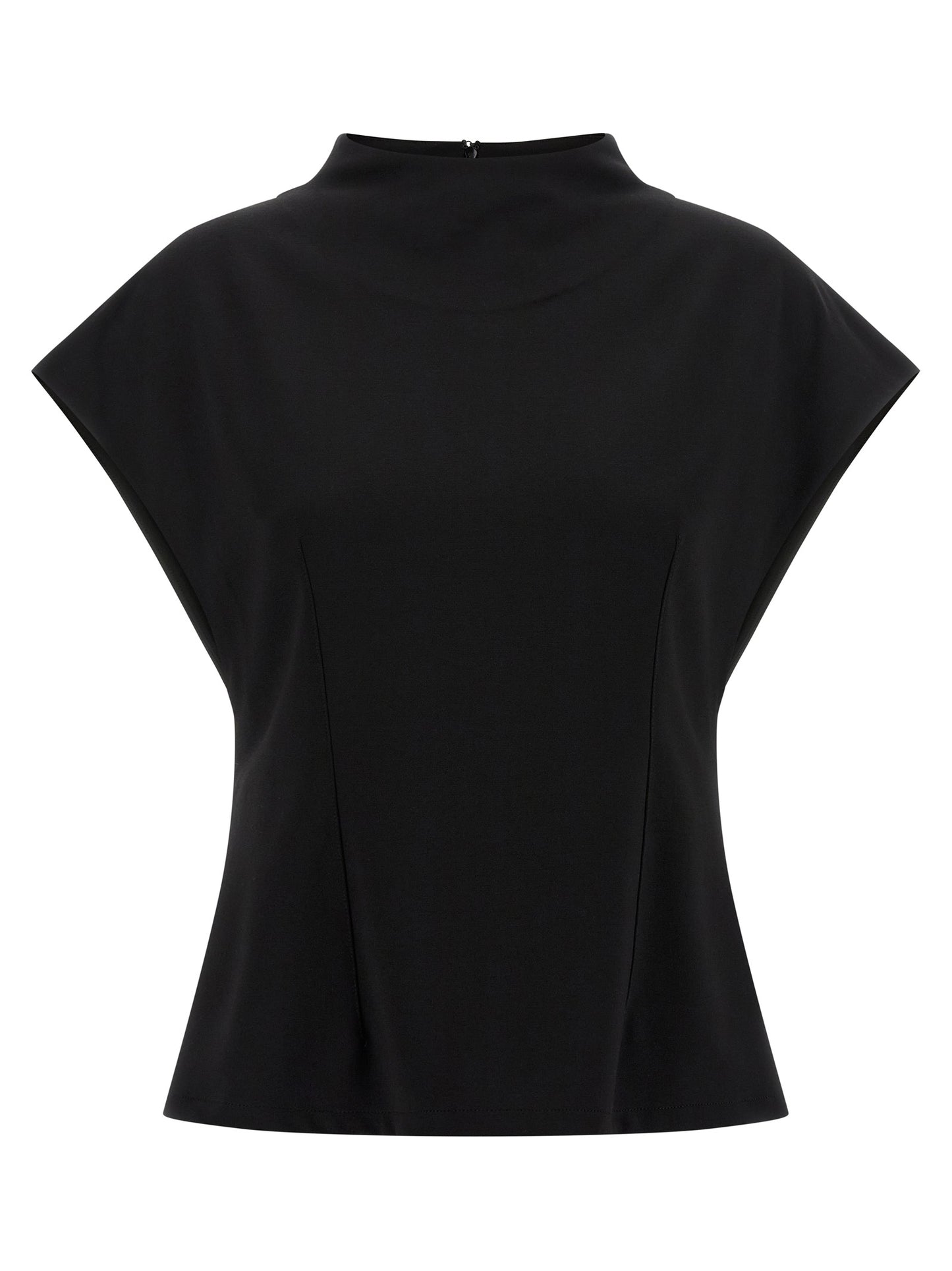 Shirt by Armarium for women in nylon & viscose black features an polished silhouette, showcasing a sophisticated round neckline and short-sleeve detail for a truly polished finish.
