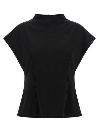 Shirt by Armarium for women in nylon & viscose black features an polished silhouette, showcasing a sophisticated round neckline and short-sleeve detail for a truly polished finish.