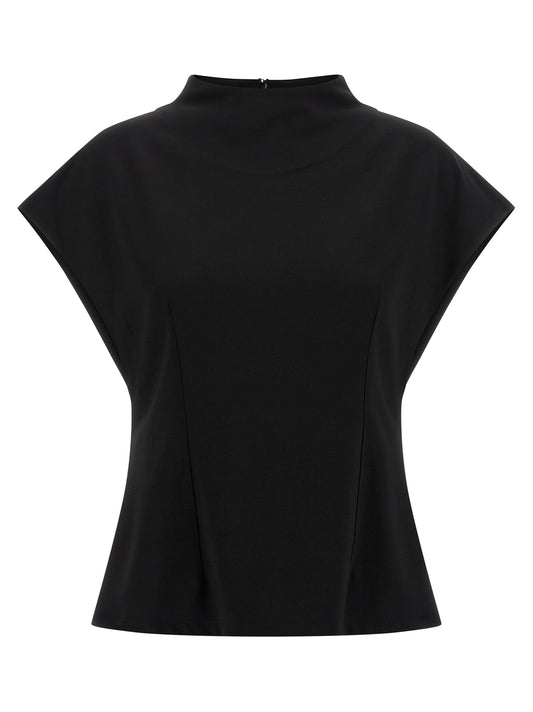Shirt by Armarium for women in nylon & viscose black features an polished silhouette, showcasing a sophisticated round neckline and short-sleeve detail for a truly polished finish.