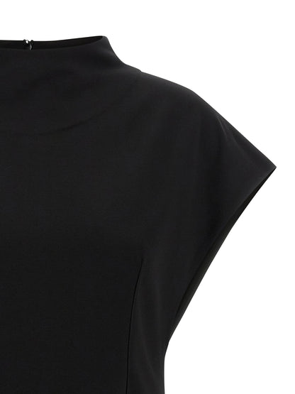 Shirt by Armarium for women in nylon & viscose black showcases a sharp silhouette, elegantly detailed with a sharp and sharp .