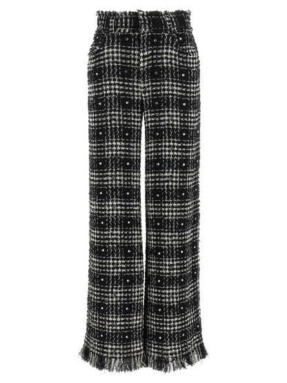 Casual Pants by Giuseppe Di Morabito for women in viscose poly cotton acrylic wool bicolour, black, white & patterned features an refined tailoring silhouette, showcasing a premium straight-leg & wide with a and long cut for a refined tailoring look.